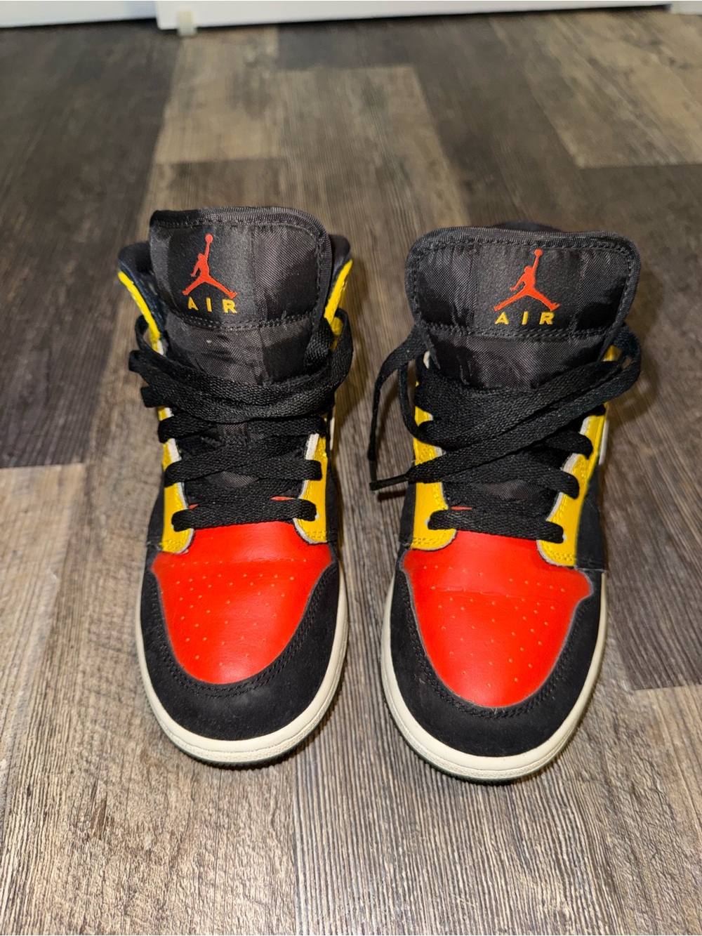 Nike Kids' High-Top Sneakers - Black, Red, Yellow